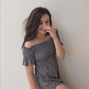 urban outfitters gingham smocked mini dress